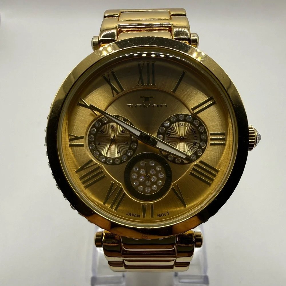 Tavan Seven Seas Women's Multifunction Watch Gold Tone Quartz (New Battery)